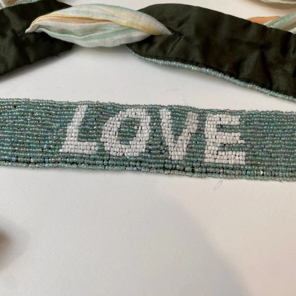 Beaded LOVE Belt with Scarf Tie‎ One Size 36